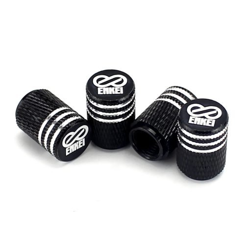Enkei Black Laser Engraved Tire Valve Caps – Extra Spare Cap Total 5 Caps