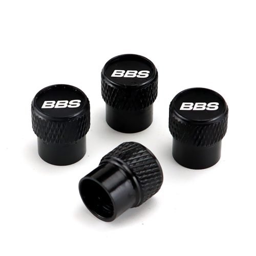BBS Black Laser Engraved Tire Valve Stem Caps – Total 5 Caps