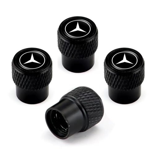 Mercedes Benz Black Laser Engraved Tire Valve Stem Caps – Total 5 Caps