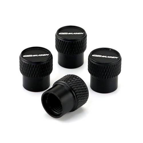 Mugen Black Laser Engraved Tire Valve Stem Caps – Total 5 Caps
