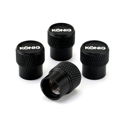Konig Black Laser Engraved Tire Valve Stem Caps – Total 5 Caps