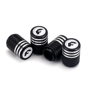 Forgiato Black Laser Engraved Tire Valve Caps - Extra Spare Cap Total 5 Caps