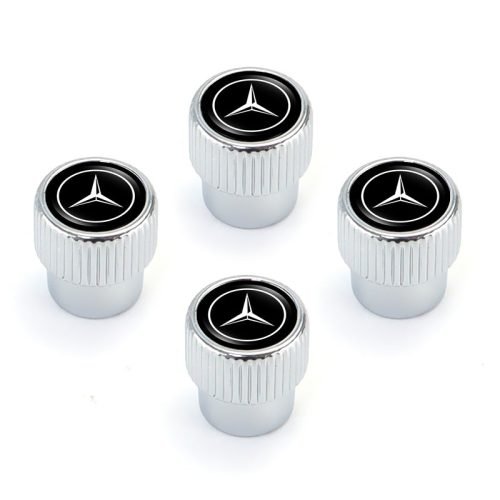 Mercedes Benz Silver Chrome Tire Valve Caps – Extra Spare Cap Total 5 Caps