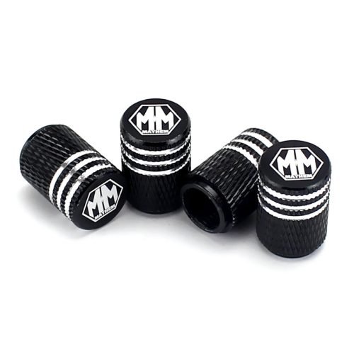 Mayhem Black Laser Engraved Tire Valve Caps – Extra Spare Cap Total 5 Caps