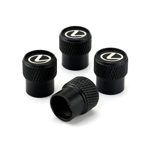 Lexus Black Laser Engraved Tire Valve Stem Caps – Total 5 Caps