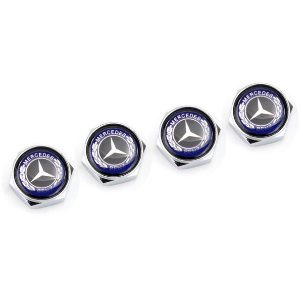 License plate screws For Mercedes Benz Black Logo Silver License Plate Bolts