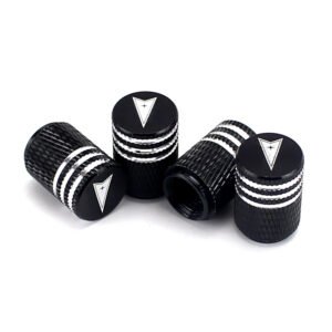 Pontiac Black Laser Engraved Tire Valve Stem Caps