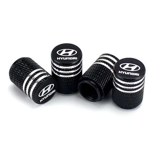 Hyundai Laser Engraved Black Tire Valve Caps – Extra Spare Cap Total 5 Caps