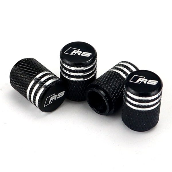 Audi RS Black Laser Engraved Tire Valve Stem Caps