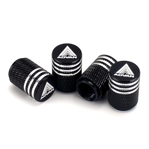Advan Black Laser Engraved Tire Valve Caps – Extra Spare Cap Total 5 Caps