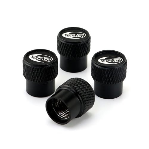 Techart Black Laser Engraved Tire Valve Stem Caps – Total 5 Caps