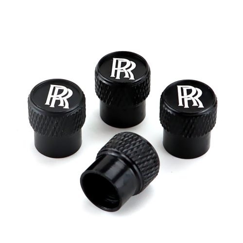 Rolls Royce RR Black Laser Engraved Tire Valve Stem Caps – Total 5 Caps