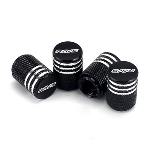 Rays Black Laser Engraved Tire Valve Caps – Extra Spare Cap Total 5 Caps
