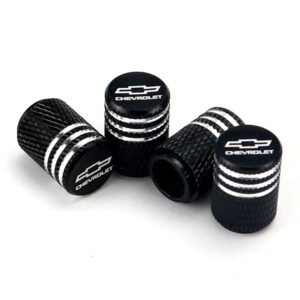 Chevrolet Black Laser Engraved Tire Valve Stem Caps