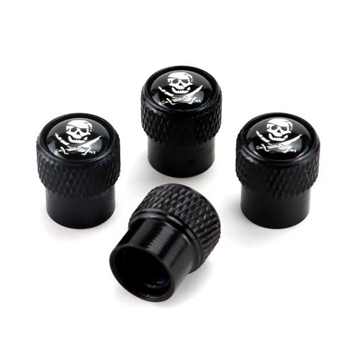 Pirate Black Tire Valve Caps – Extra Spare Cap Total 5 Caps