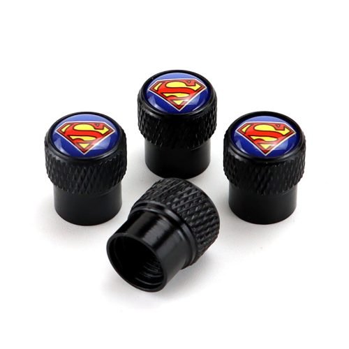 Superman Black Aluminum Alloy Tire Valve Caps – Extra Spare Cap Total 5 Caps