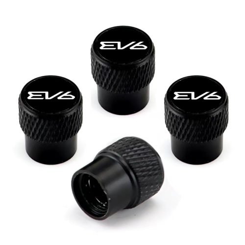 KIA EV6 Black Laser Engraved Tire Valve Stem Caps – Total 5 Caps