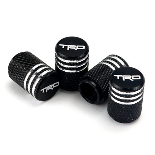 TRD Black Laser Engraved Tire Valve Caps – Extra Spare Cap Total 5 Caps