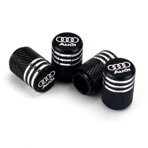 Audi Black Laser Engraved Tire Valve Caps - Extra Spare Cap Total 5 Caps