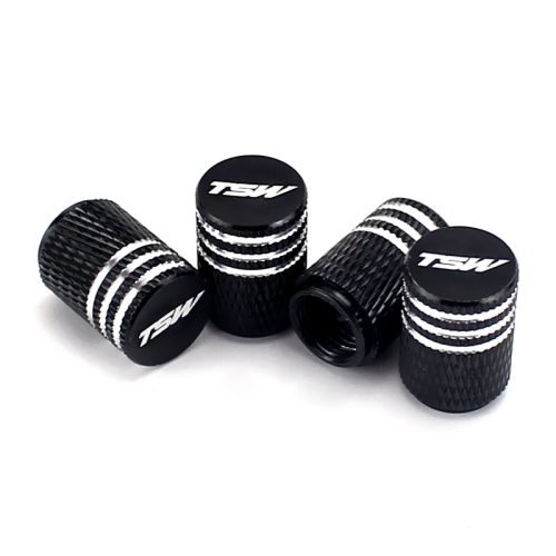 TSW Black Laser Engraved Tire Valve Caps – Extra Spare Cap Total 5 Caps