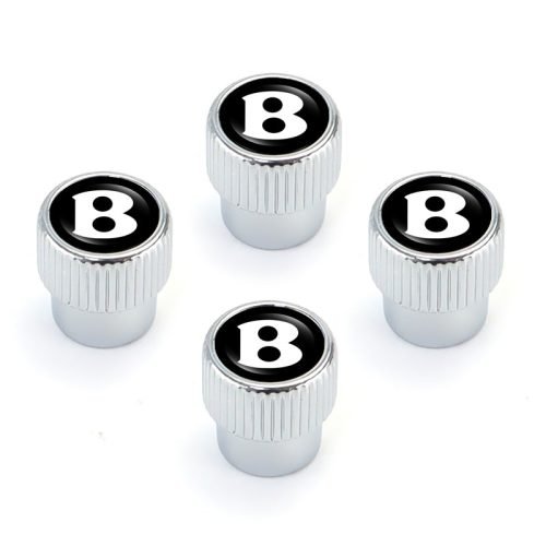 Bentley B Silver Chrome Tire Valve Caps – Extra Spare Cap Total 5 Caps