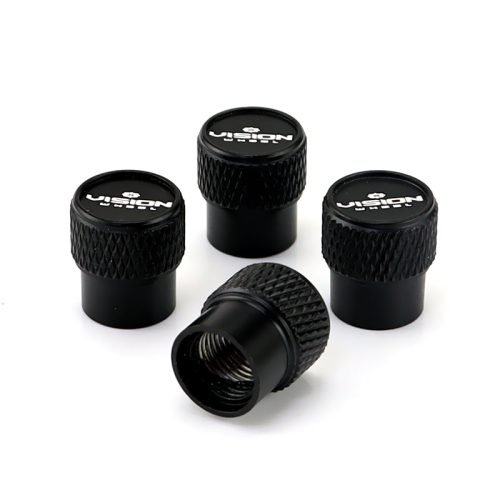 Vision Wheel Black Laser Engraved Tire Valve Stem Caps – Total 5 Caps