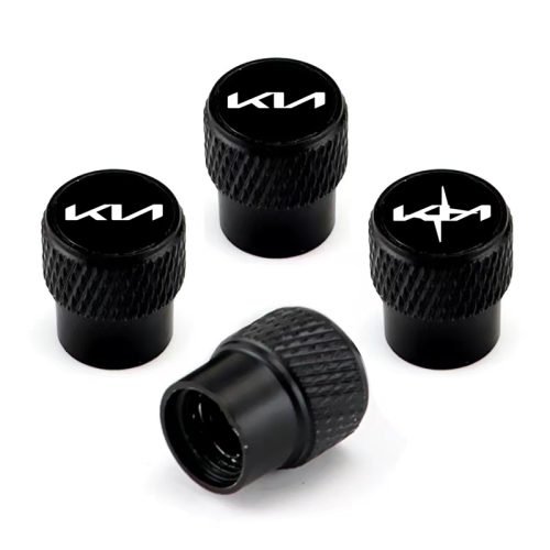 KIA Black Laser Engraved Tire Valve Stem Caps – Total 5 Caps