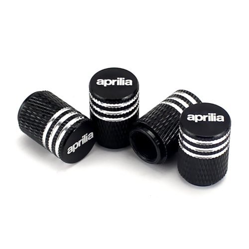 Aprilia Black Laser Engraved Tire Valve Caps – Extra Spare Cap Total 5 Caps
