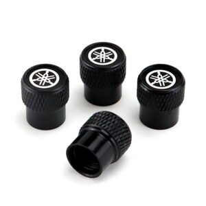 Yamaha Black Laser Engraved Tire Valve Stem Caps