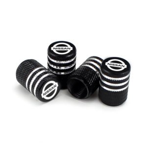 Nissan Black Laser Engraved Tire Valve Stem Caps