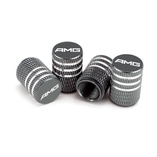 AMG Grey Laser Engraved Tire Valve Caps – Extra Spare Cap Total 5 Caps