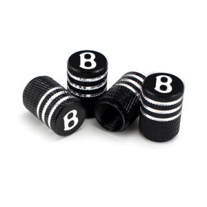 Bentley B Black Laser Engraved Tire Valve Stem Caps