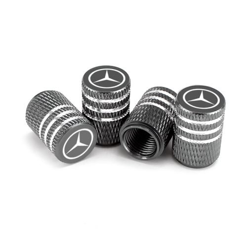 Mercedes Benz Grey Laser Engraved Tire Valve Caps – Extra Spare Cap Total 5 Caps