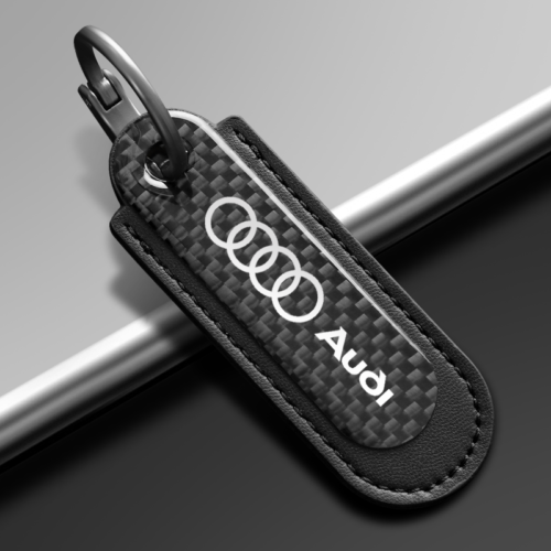 Black Carbon Fiber Key Chain Fit For Audi Models