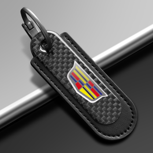 Black Carbon Fiber Key Chain Fit For Cadillac Models