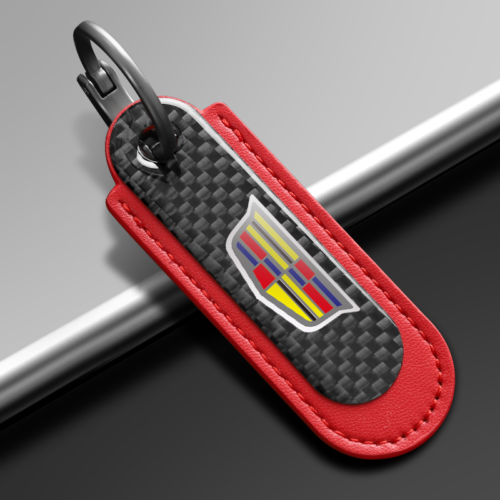 Red Carbon Fiber Key Chain Fit For Cadillac Models