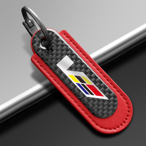 Red Carbon Fiber Key Chain Fit For Cadillac V Models