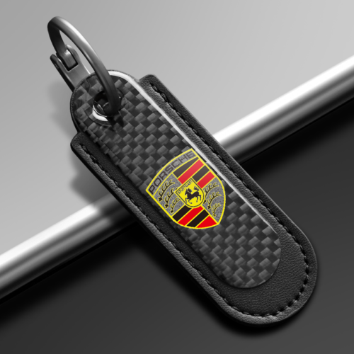 Black Carbon Fiber Key Chain Fit For Porsche Models