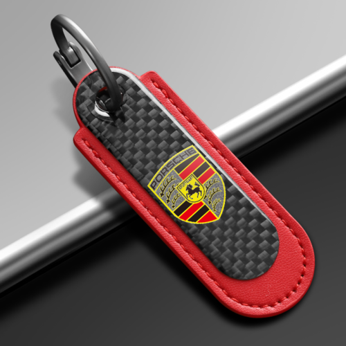 Red Carbon Fiber Key Chain Fit For Porsche Models