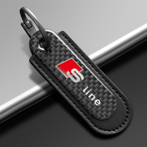 Black Carbon Fiber Key Chain Fit For Audi S Line Models