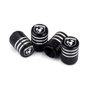 Fiat Abarth Black Laser Engraved Tire Valve Stem Caps