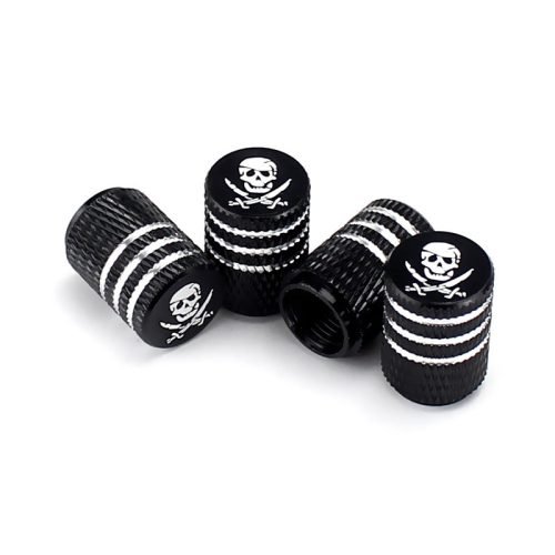 Pirate Laser Engraved Tire Valve Caps – Extra Spare Cap Total 5 Caps