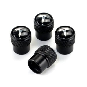 Tesla Black Tire Valve Caps - Extra Spare Cap Total 5 Caps