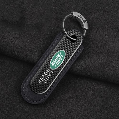 Land Rover Carbon Fiber With Black Leather Keychain