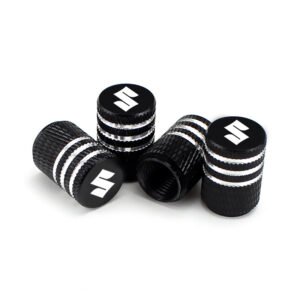 Suzuki Black Laser Engraved Tire Valve Stem Caps