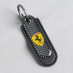 Ferrari Carbon Fiber Black Leather Keychain