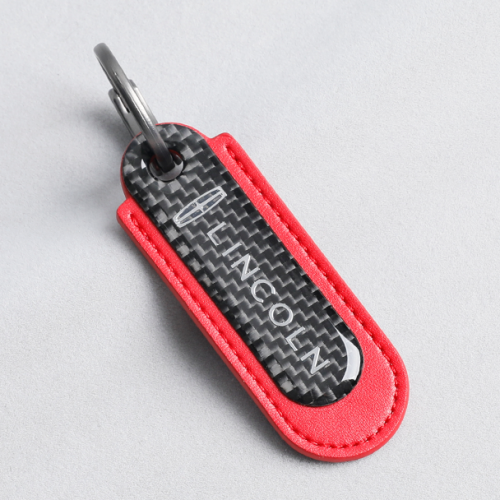 Lincoln Carbon Fiber Red Leather Keychain