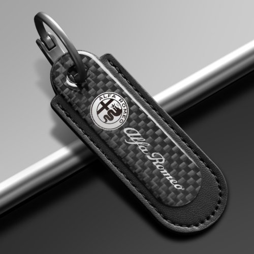 Black Carbon Fiber Key Chain Fit For Alfa Romeo Models