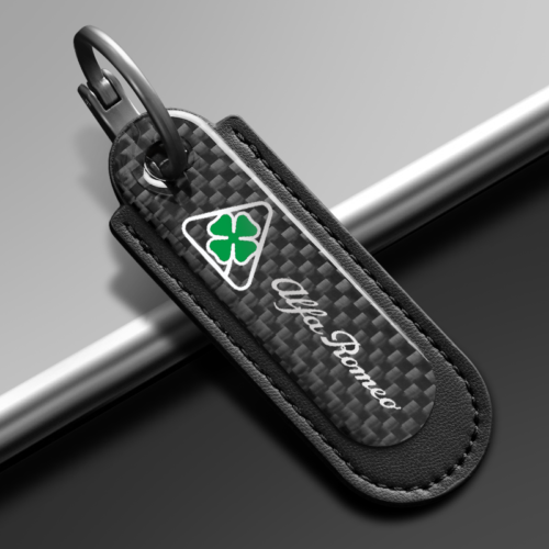 Black Carbon Fiber Key Chain Fit For Alfa Romeo Quadrifoglio Models