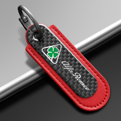 Red Carbon Fiber Key Chain Fit For Alfa Romeo Quadrifoglio Models